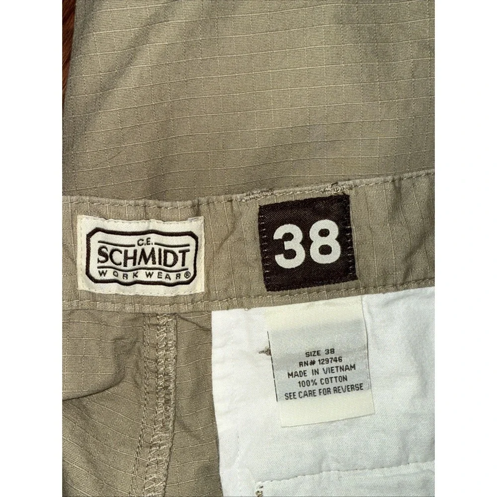 Schmidt Men's 38 Work Wear‎ Shorts Cargo Tan Khaki Rip Stop Grunge Gorpcore Y2K